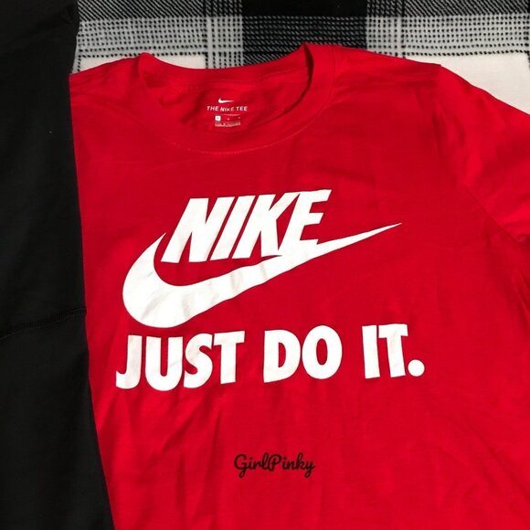 womens Nike leggings OUTFIT WITH RED SHORT SLEEVED LOGO TEE MEDIUM/LARGE - Picture 3 of 10